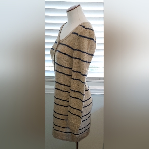 Juicy Couture Tan/Blue Striped Long Sleeve Wool/Cashmere Blend Dress NWOT - Picture 3 of 6